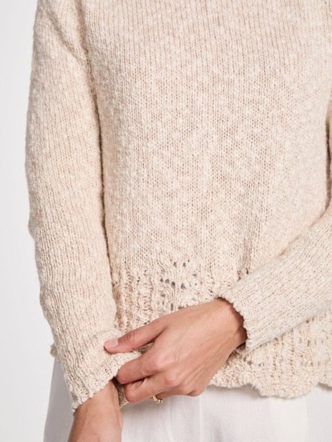 Damenpullover aus Baumwolle und Leinen Ärmel Damenpullover aus Baumwolle und Leinen Ärmel