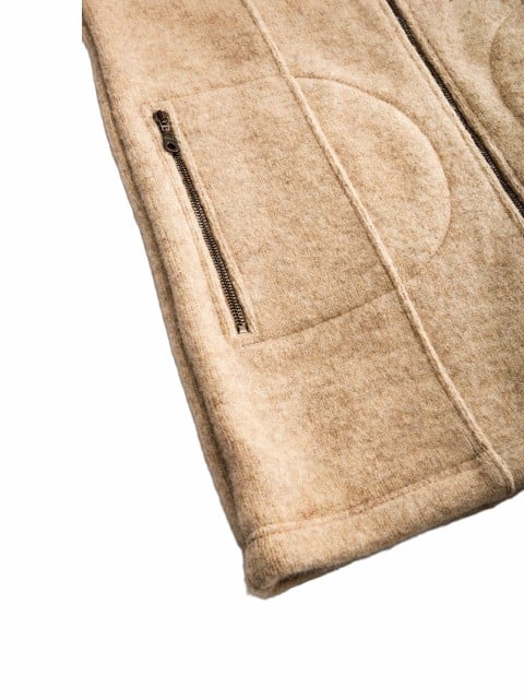 Kurzer Mantel Natur aus Wolle Tasche mit Reißverschluss Kurzer Mantel Natur aus Wolle Tasche mit Reißverschluss