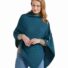 Poncho mit Knöpfen aus Merinowolle petrol