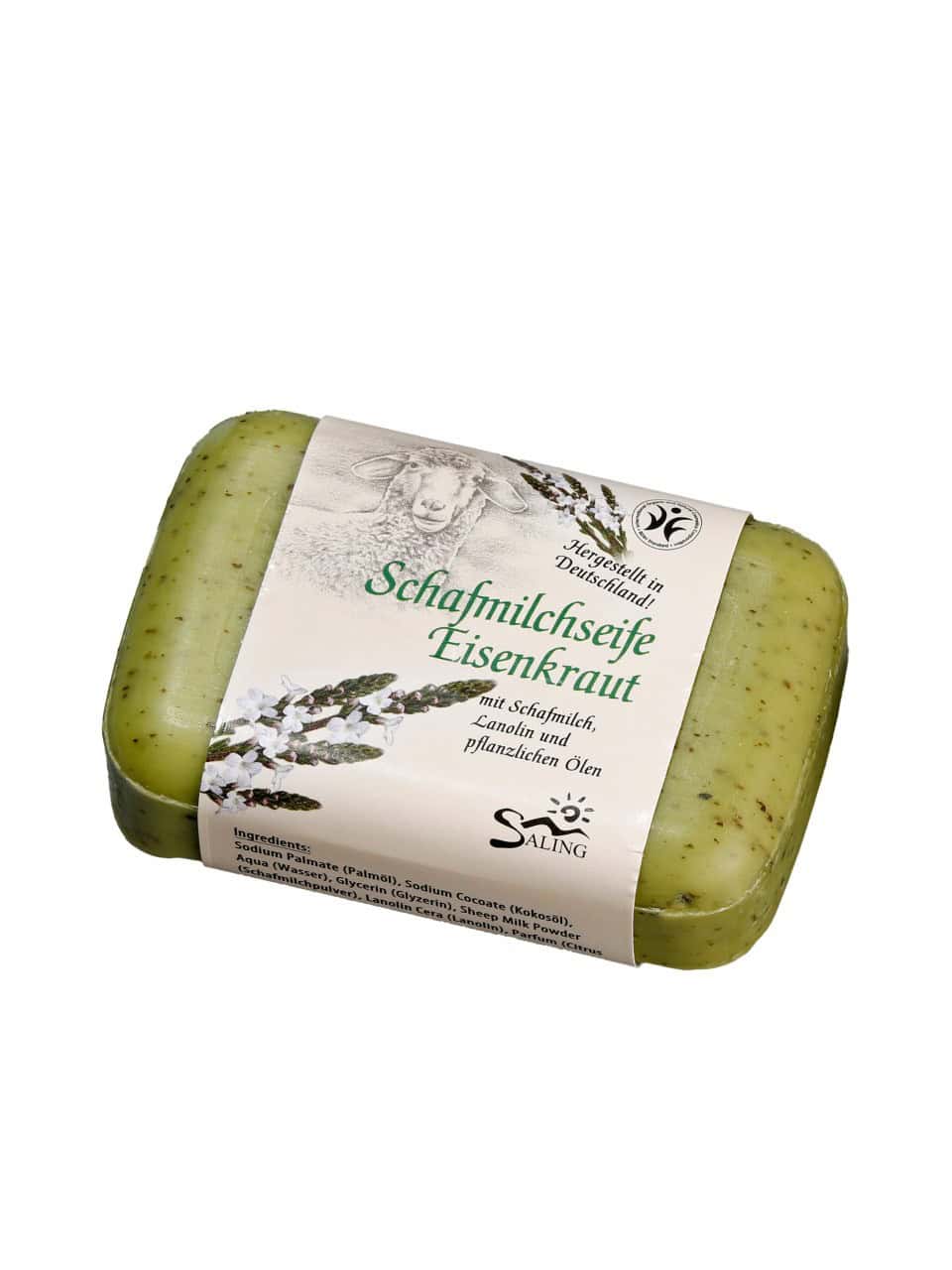 Saling Schafmilchseife eckig mit Lanolin Eisenkraut Saling Schafmilchseife eckig mit Lanolin Eisenkraut