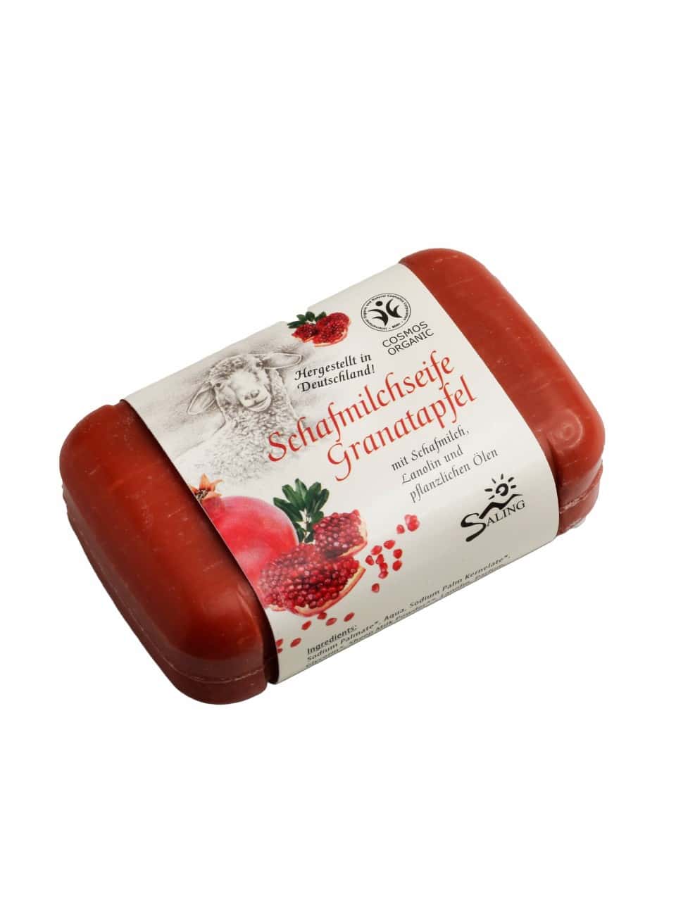 Saling Schafmilchseife eckig mit Lanolin Granatapfel Saling Schafmilchseife eckig mit Lanolin Granatapfel