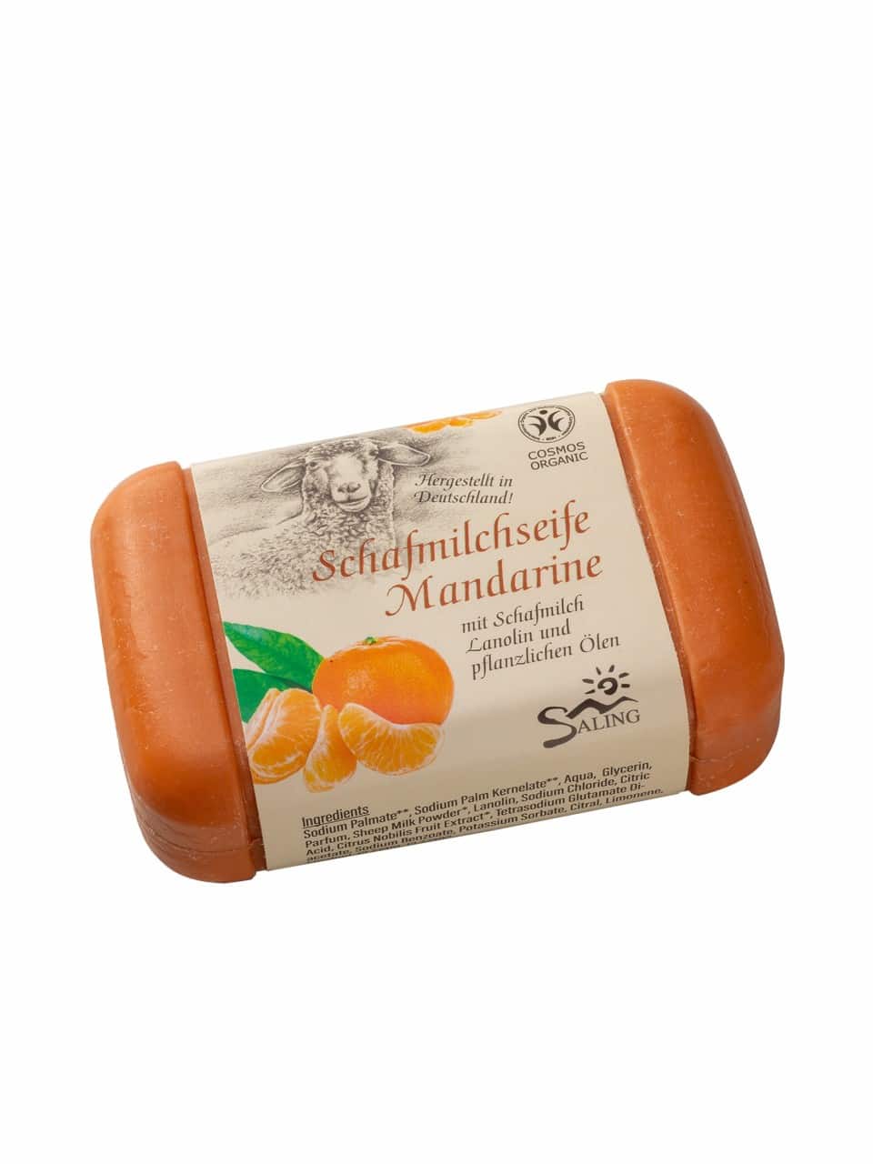 Saling Schafmilchseife eckig mit Lanolin Mandarine Saling Schafmilchseife eckig mit Lanolin Mandarine