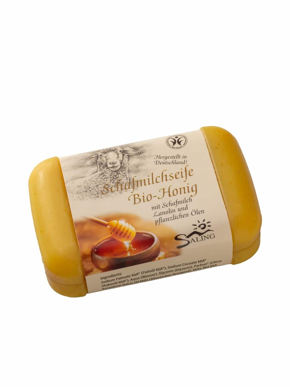 Saling Schafmilchseife eckig mit Lanolin Bio Honig Saling Schafmilchseife eckig mit Lanolin Bio Honig