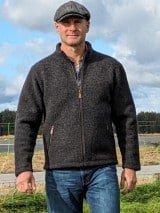 Stehkragenjacke Anthrazit aus Wolle von Vorne