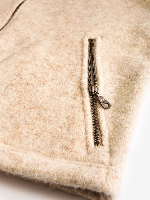 Stehkragenjacke Natur aus Wolle Tasche mit Reißverschluss Stehkragenjacke Natur aus Wolle Tasche mit Reißverschluss