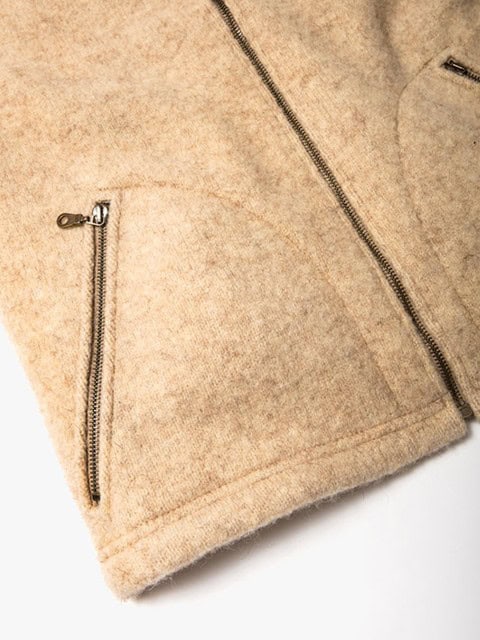 Stehkragenweste Natur aus Wolle Tasche mit Reißverschluss Stehkragenweste Natur aus Wolle Tasche mit Reißverschluss