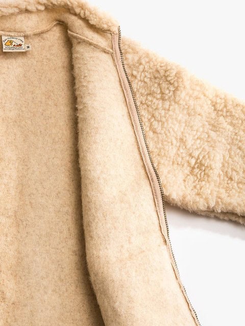 Teddyjacke aus Wollflor Innenseite und Reißverschluss
