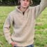 Warmer Troyer mit Kragen aus Wolle Natur