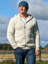 Wolljacke mit Kapuze hellgrau